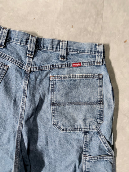 2000s Vintage Wrangler Distressed Light Wash Carpenter Jorts -34W