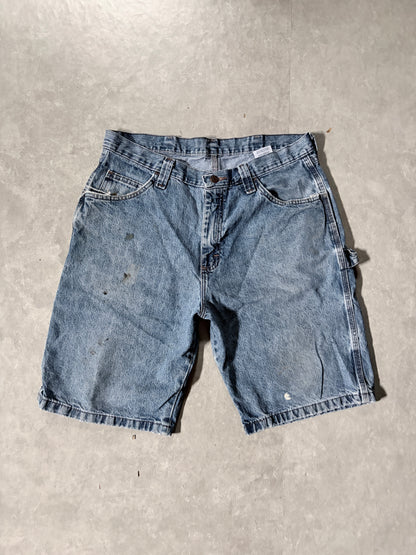 2000s Vintage Wrangler Distressed Light Wash Carpenter Jorts -34W