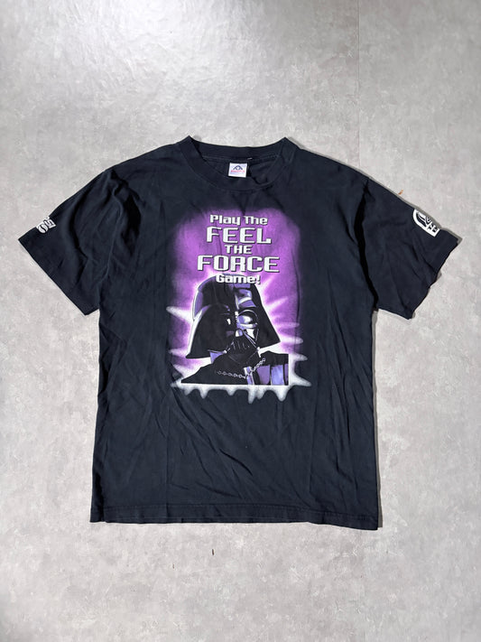 90s Vintage Star Wars Feel the Force Darth Vader Black T-Shirt -L