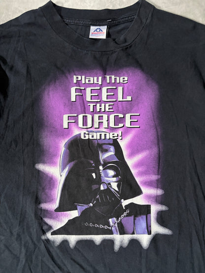 90s Vintage Star Wars Feel the Force Darth Vader Black T-Shirt -L