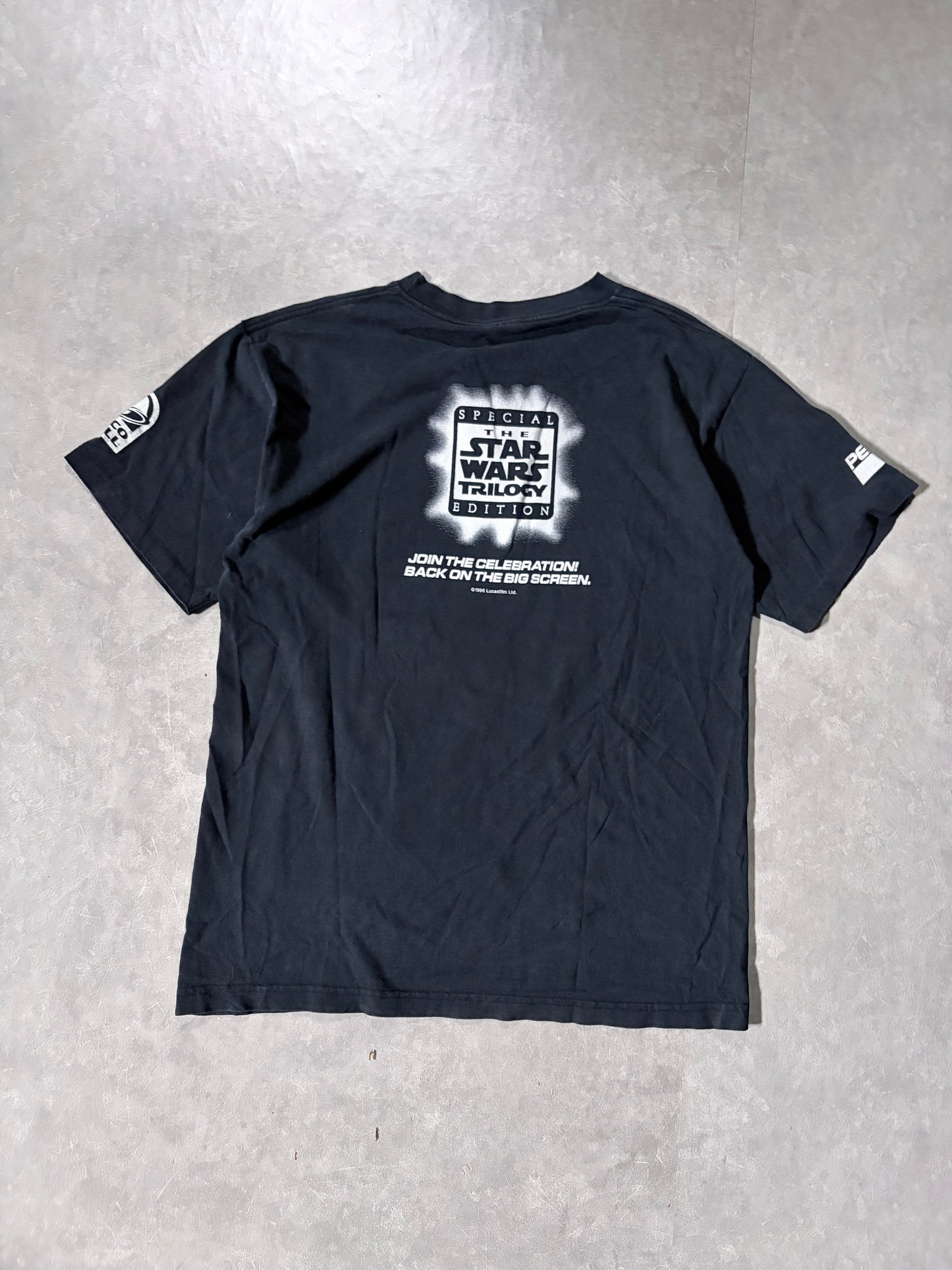90s Vintage Star Wars Feel the Force Darth Vader Black T-Shirt -L