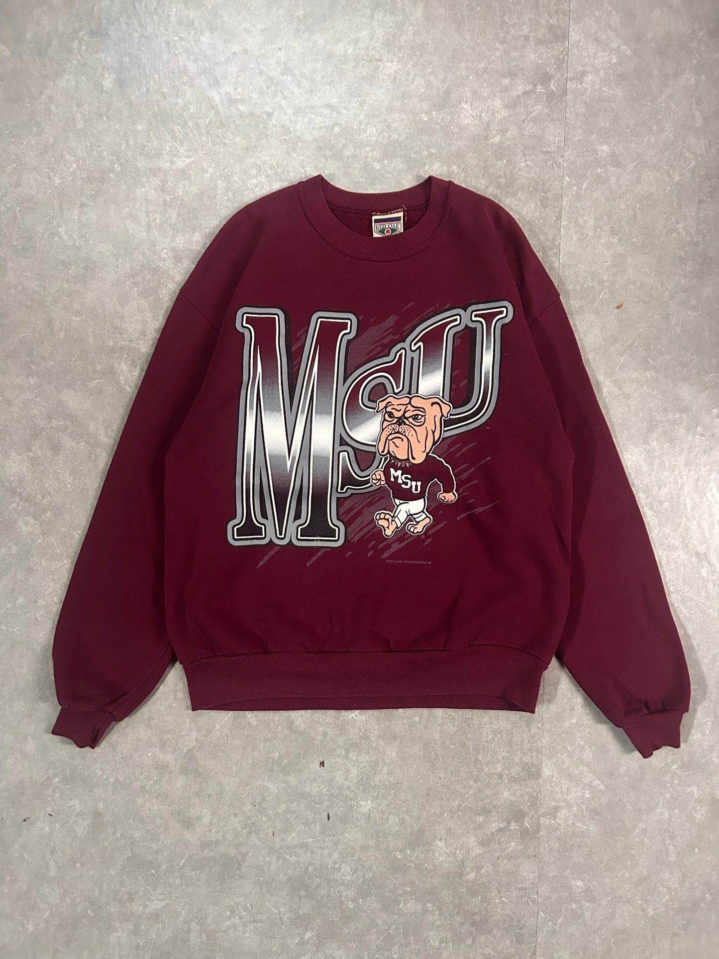 90s Vintage Mississippi State Bulldogs Big Print Maroon Crewneck - L - L | Martin City Vintage