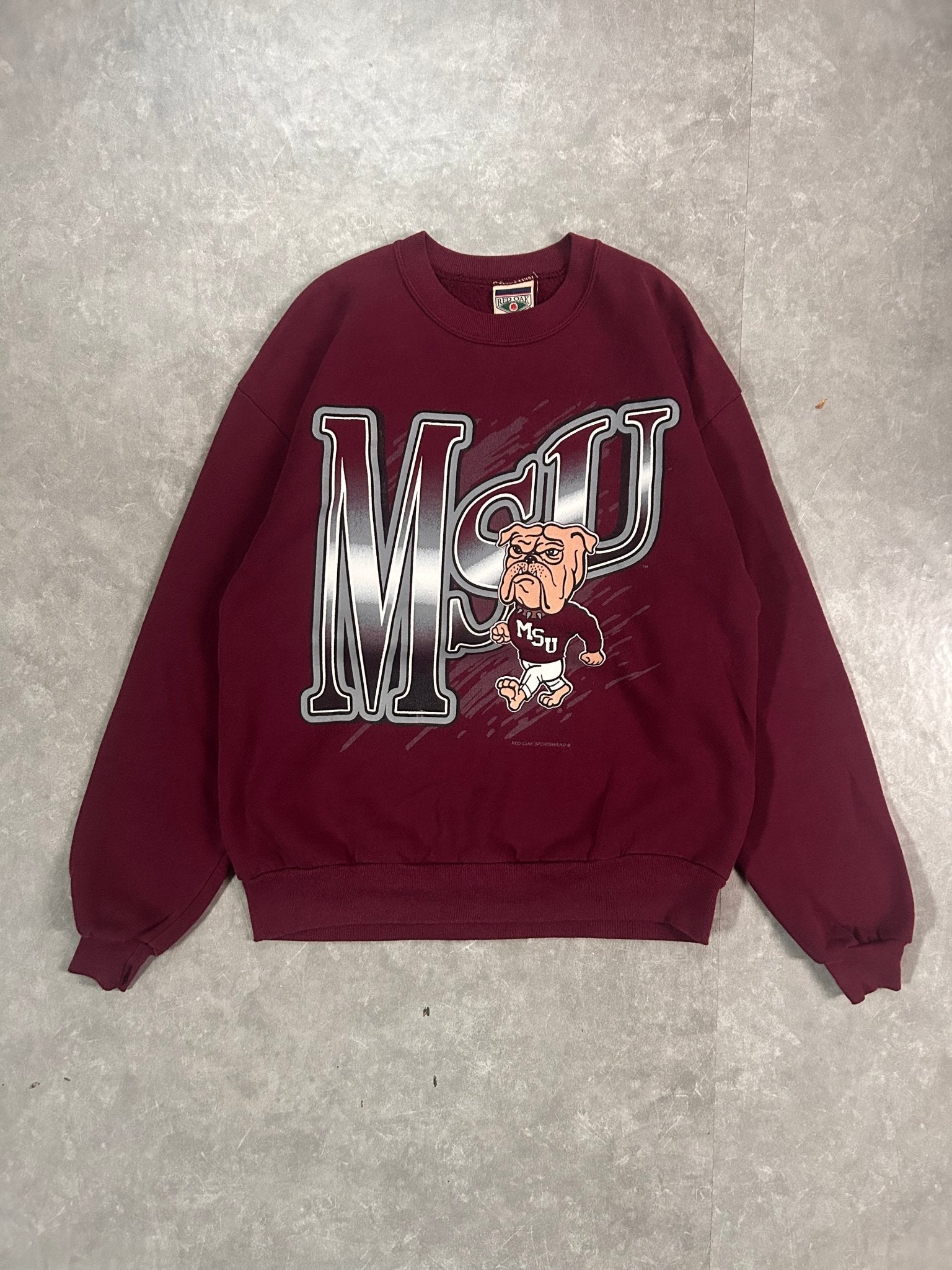 90s Vintage Mississippi State Bulldogs Big Print Maroon Crewneck - L - L | Martin City Vintage