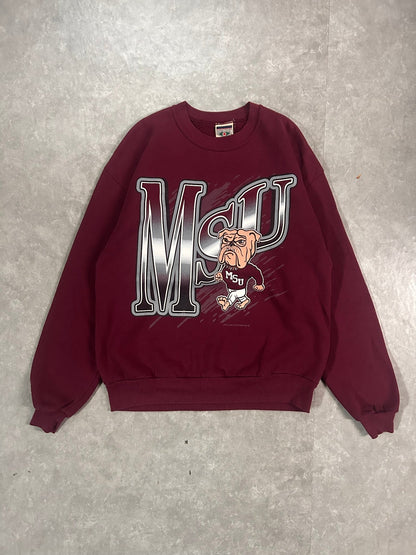 90s Vintage Mississippi State Bulldogs Big Print Maroon Crewneck - L - L | Martin City Vintage