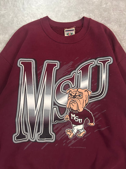 90s Vintage Mississippi State Bulldogs Big Print Maroon Crewneck - L - L | Martin City Vintage