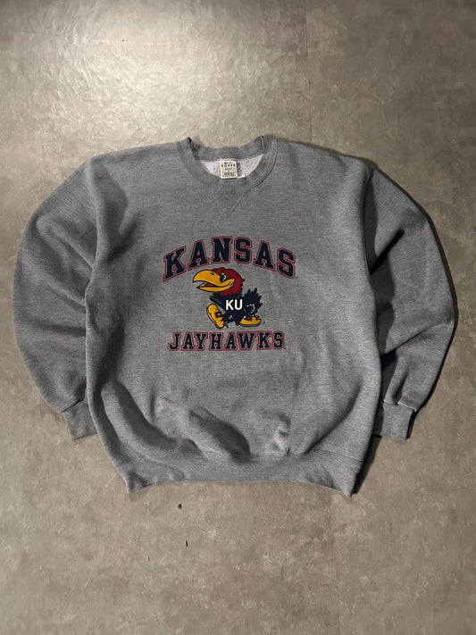 90’s Vintage Kansas Jayhawks Grey Sweatshirt - L - L | Martin City Vintage
