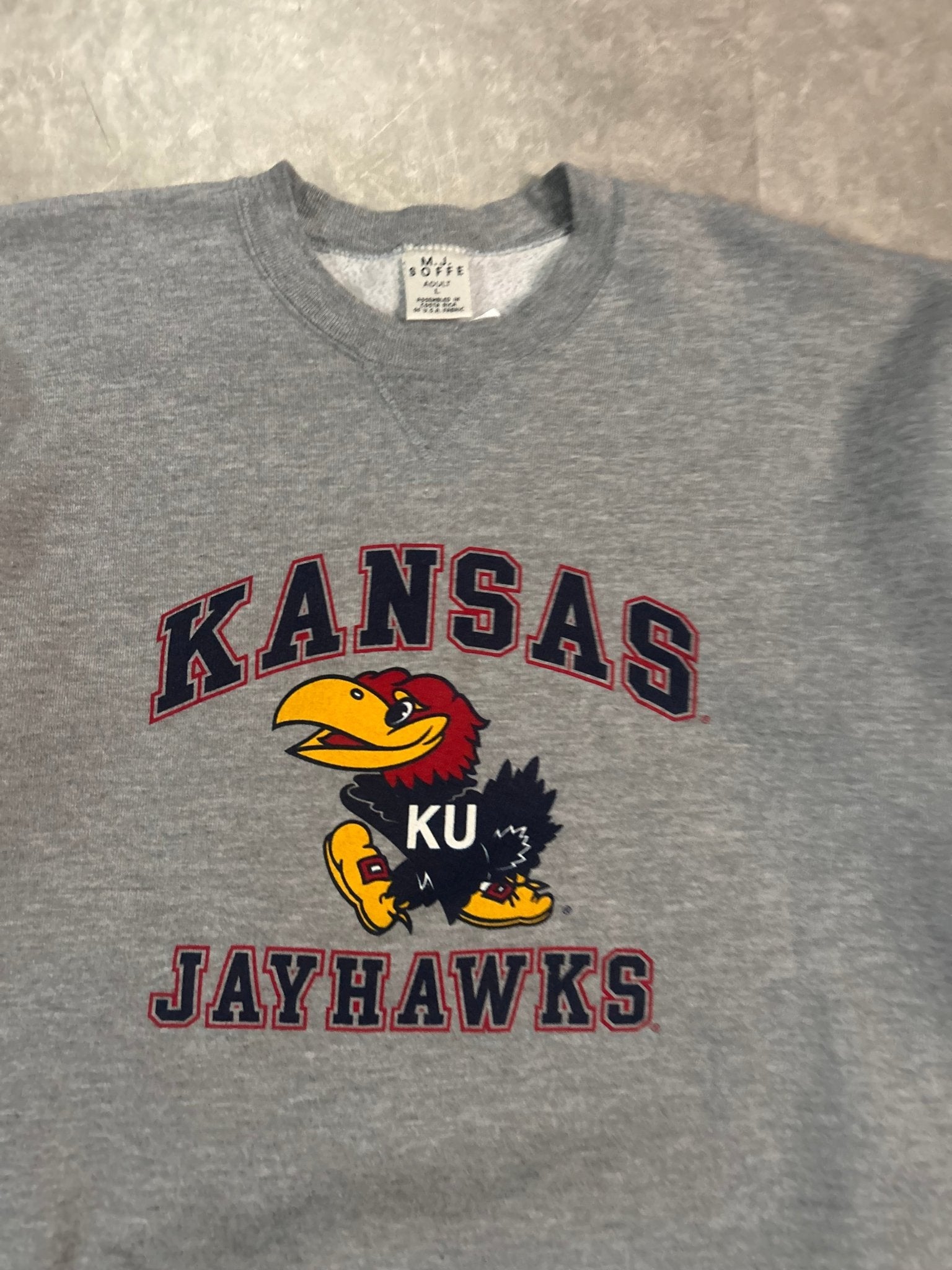 90’s Vintage Kansas Jayhawks Grey Sweatshirt - L - L | Martin City Vintage