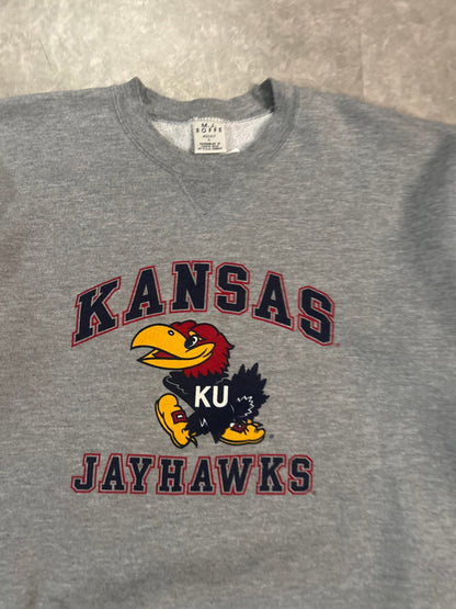 90’s Vintage Kansas Jayhawks Grey Sweatshirt - L - L | Martin City Vintage