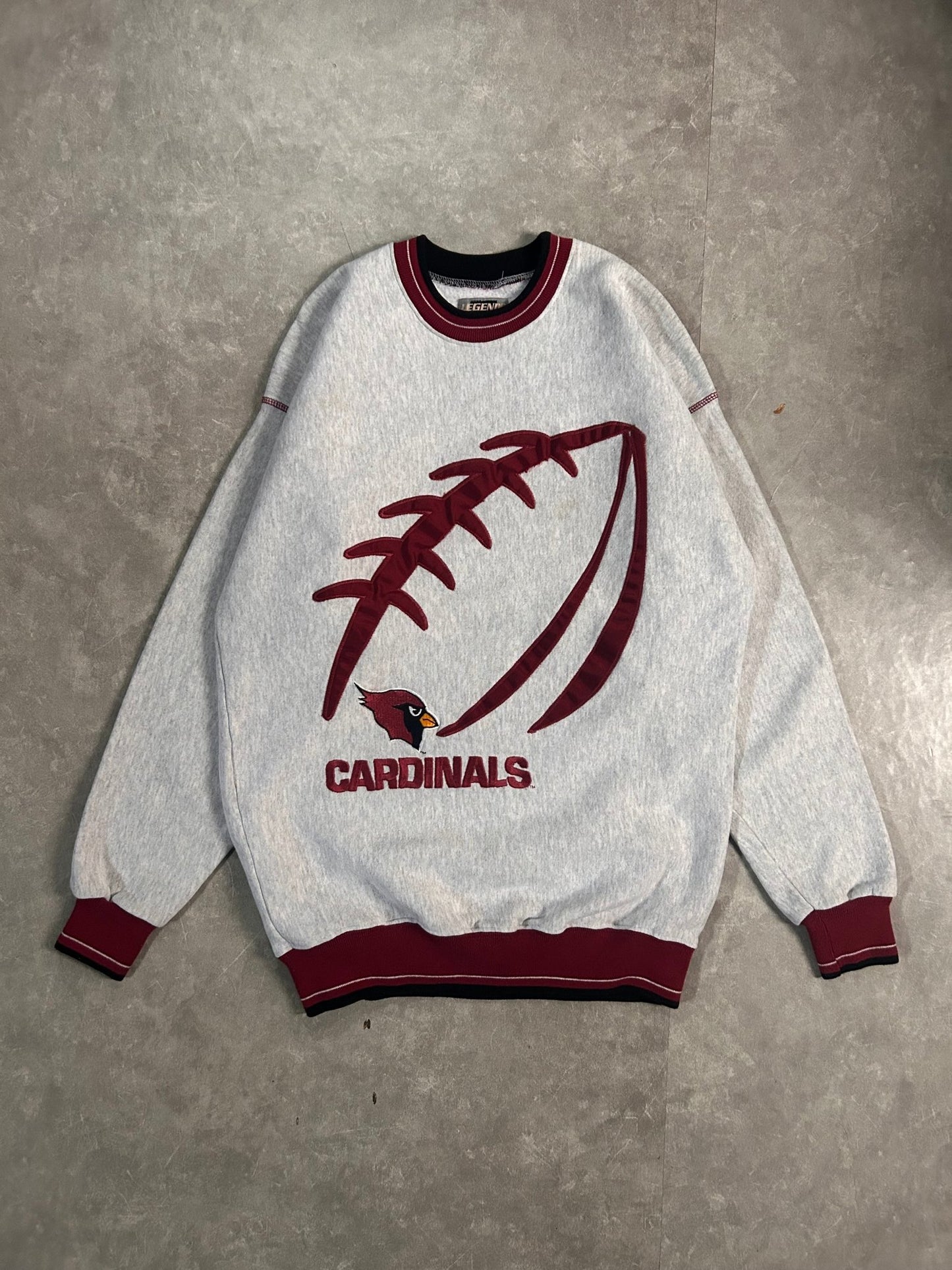 90's Vintage Arizona Cardinals Embroidered Legends Heather Grey Crewneck - L - L | Martin City Vintage