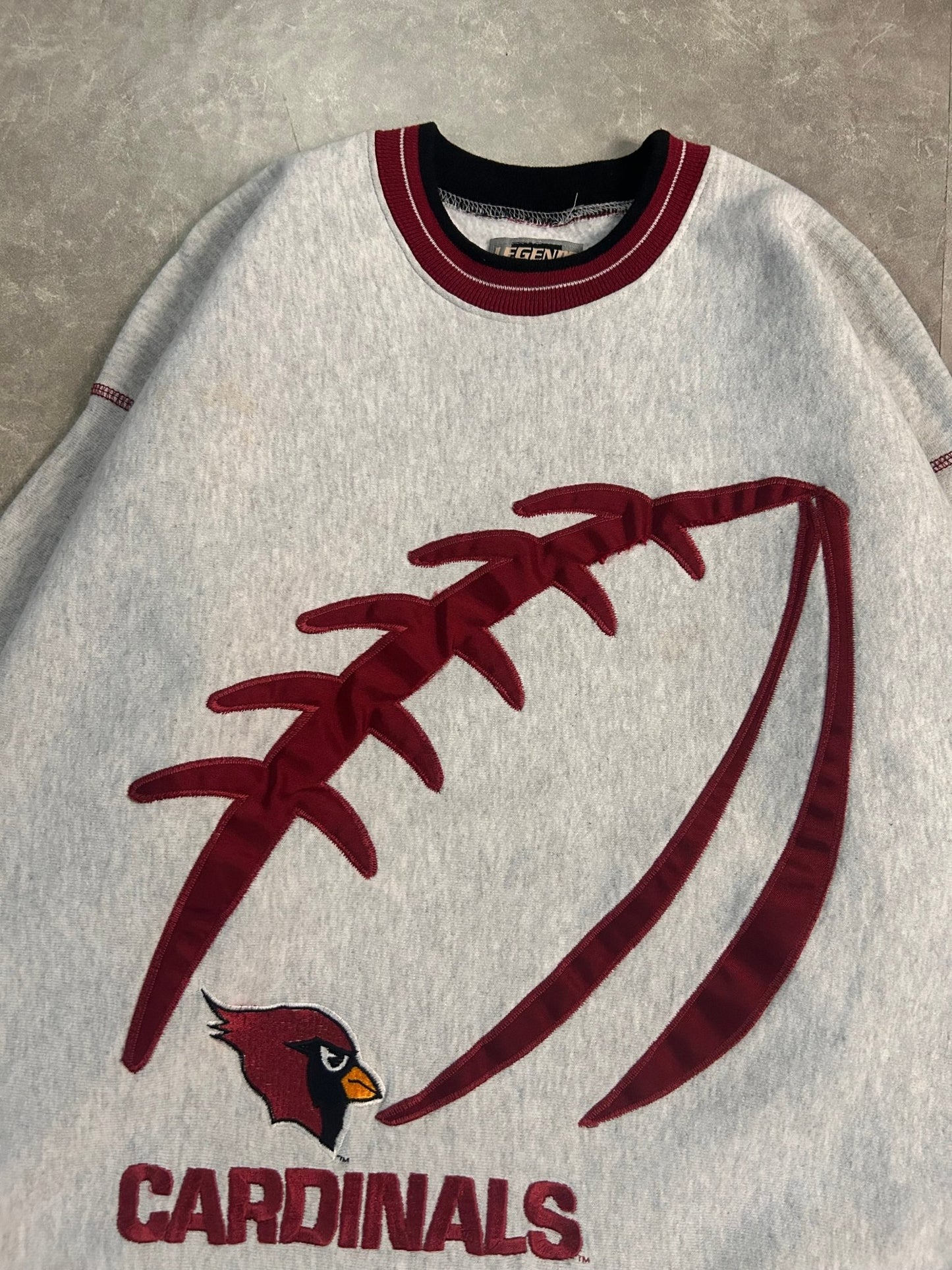 90's Vintage Arizona Cardinals Embroidered Legends Heather Grey Crewneck - L - L | Martin City Vintage