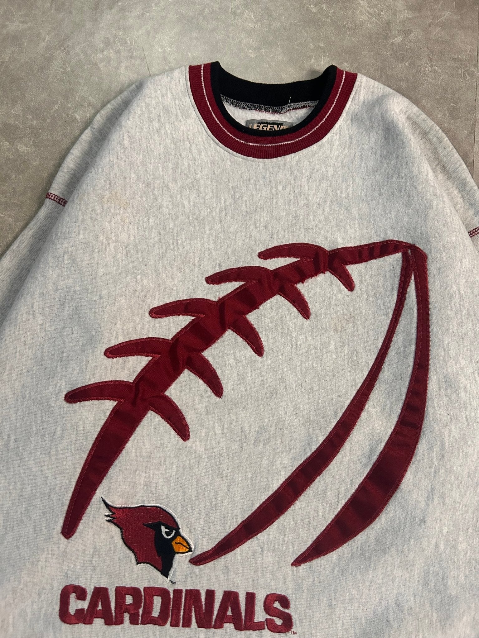 90's Vintage Arizona Cardinals Embroidered Legends Heather Grey Crewneck - L - L | Martin City Vintage