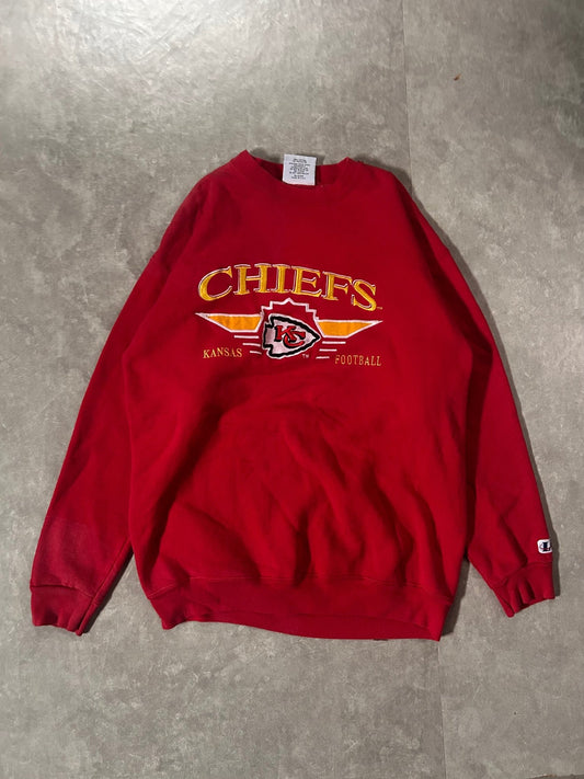90’s Vintage Kansas City Chiefs Embroidered Red Crewneck - M - M | Martin City Vintage