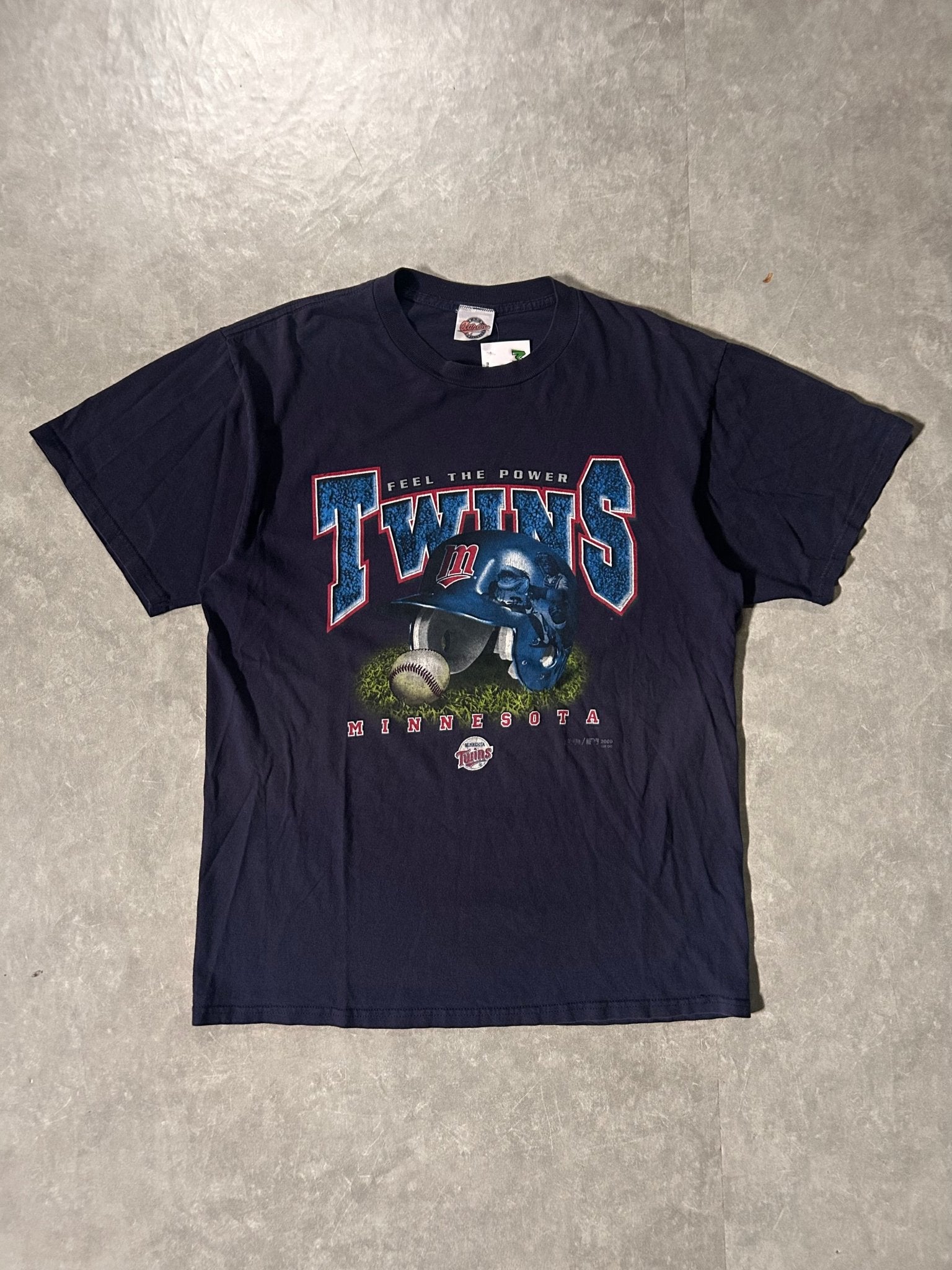 90's Vintage Minnesota Twins Big Print Navy T-Shirt - L - L | Martin City Vintage