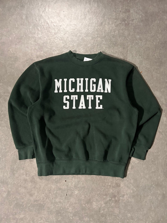 90's Vintage Michigan State Spartans Script Green Sweatshirt - L - L | Martin City Vintage