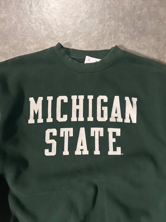 90's Vintage Michigan State Spartans Script Green Sweatshirt - L - L | Martin City Vintage
