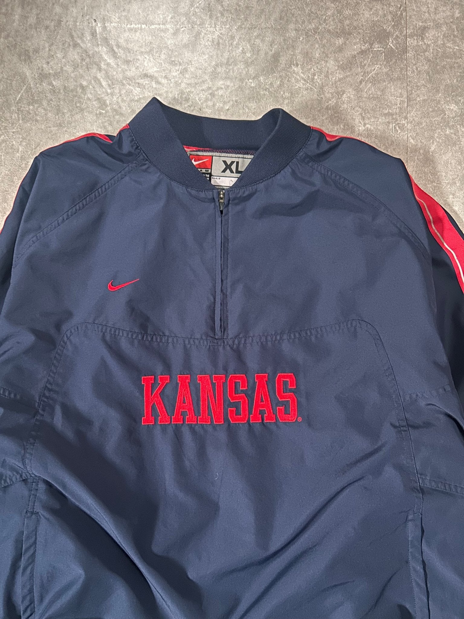 2000’s Vintage Kansas Jayhawks Nike Embroidered Navy Track Jacket - XL - XL | Martin City Vintage