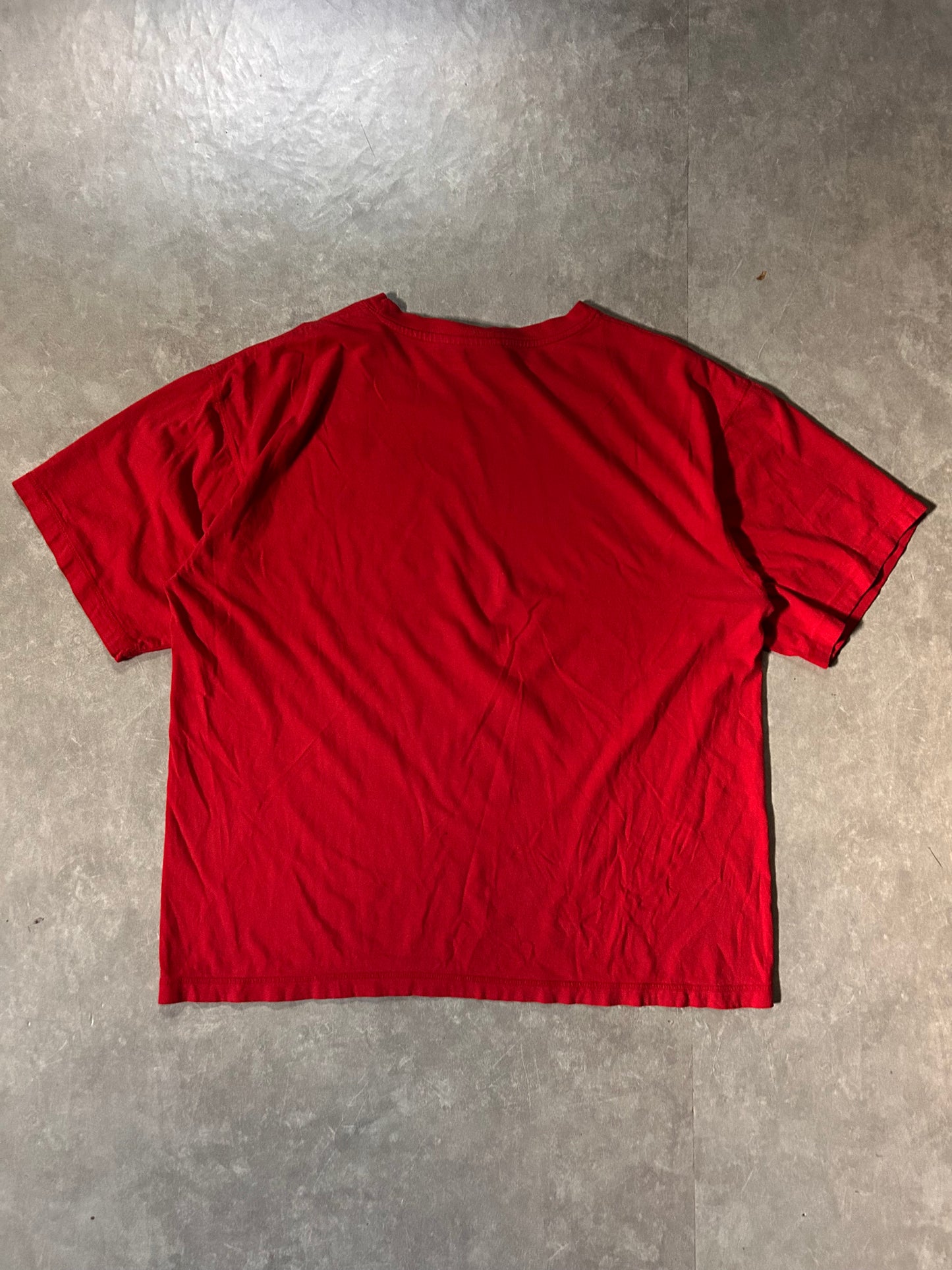90s Vintage Kansas City Chiefs Banner Helmet Red T Shirt Full Back View