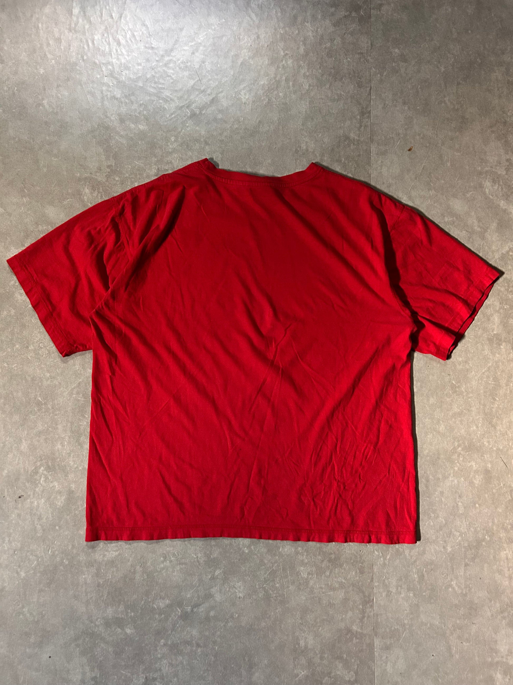 90s Vintage Kansas City Chiefs Banner Helmet Red T Shirt Full Back View