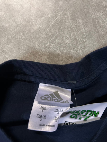 2000s Vintage Adidas Navy T Shirt Tag Close Up Detail