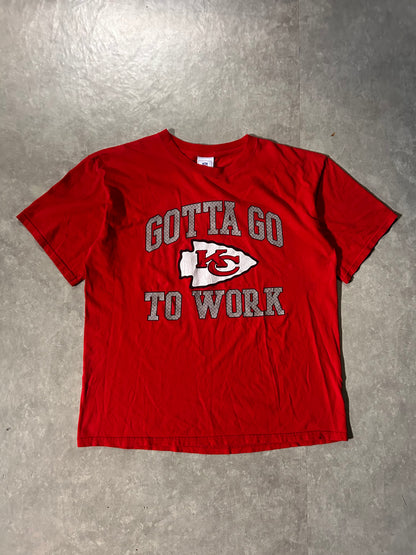 2000s Vintage Kansas City Chiefs Go To Work Red T Shirt Full Front View