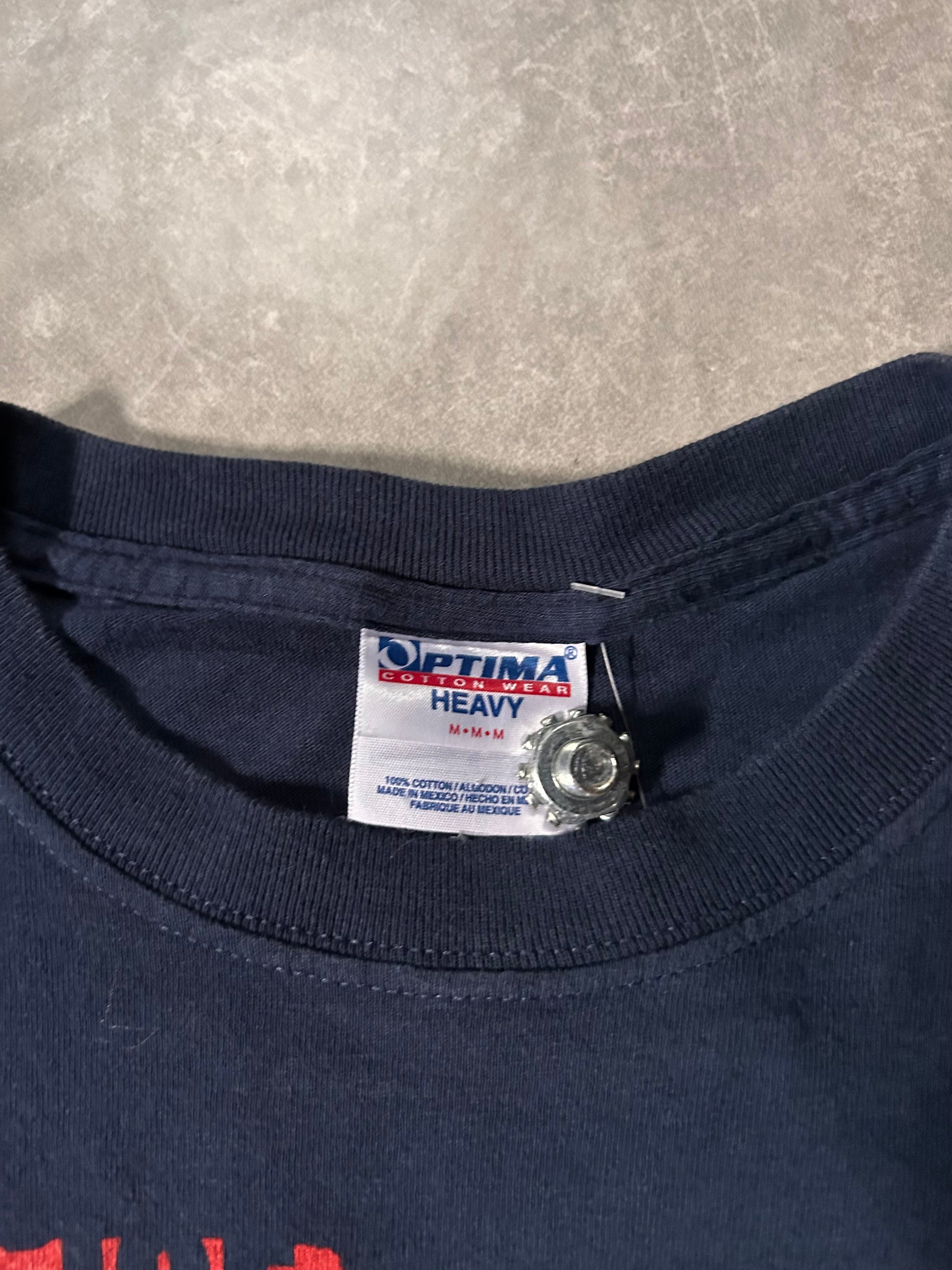 2003 Vintage Aerosmith Navy T Shirt Tag Close Up Detail