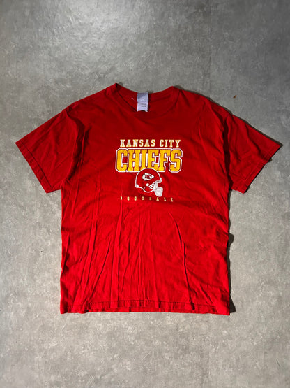 2000s Vintage Kansas City Chiefs Helmet NFL Red T Shirt Full Front View