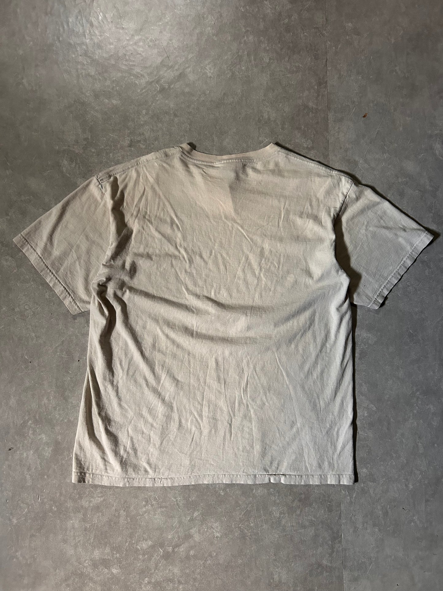 90s Vintage Nike Embroidered Beige T Shirt Full Back View