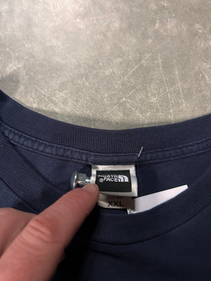 90's Vintage North Face Navy T-Shirt Tag Close Up Detail