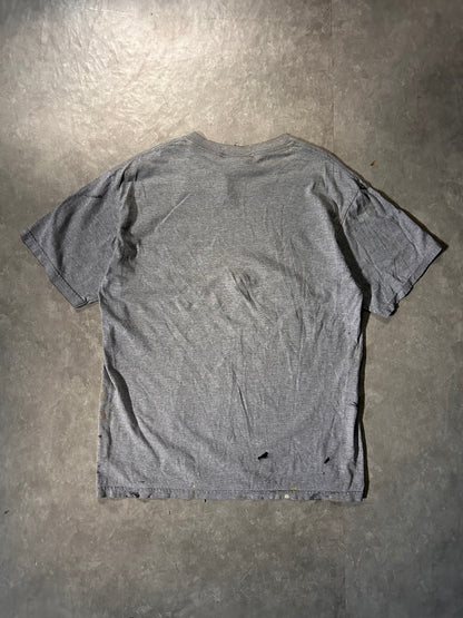 90's Vintage Kansas City Chiefs Distressed Paint Splatter Grey T-Shirt Full Back View