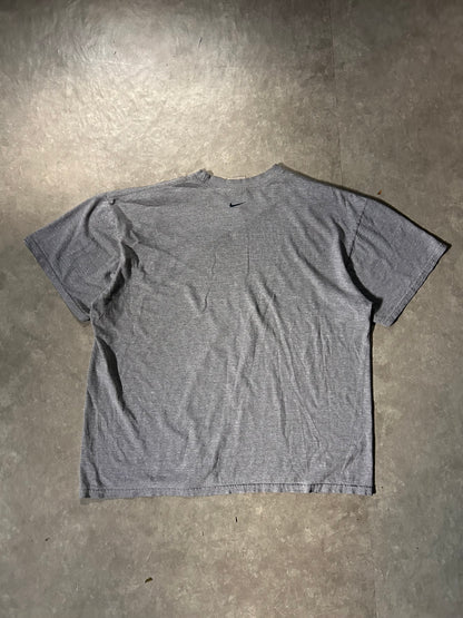 2000's Vintage Nike Navy Swoosh Print Grey T-Shirt Full Back View