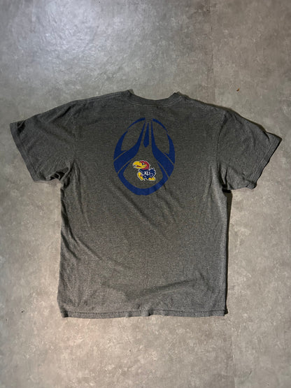 2000's Vintage Kansas Jayhawks Nike Grey T-Shirt Full Back View
