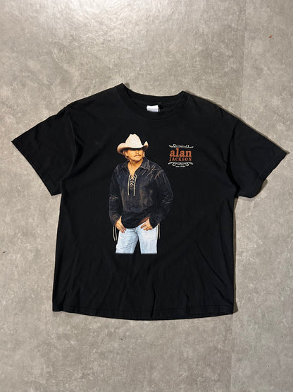 2004 Vintage Alan Jackson Black Band T-Shirt Full Front View