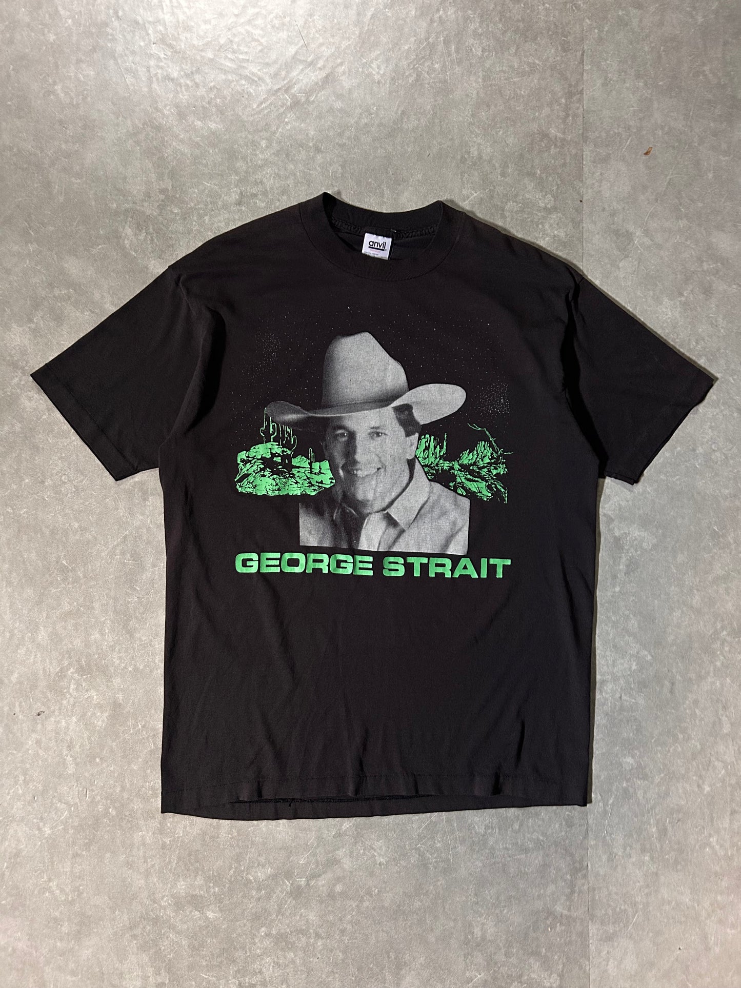90's Vintage George Strait Entertainer Of The Year Black T-Shirt Full Front View