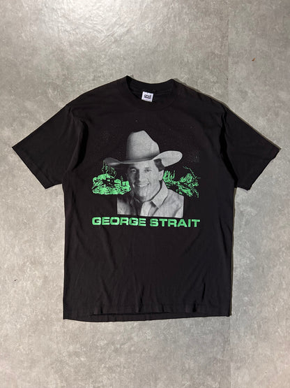 90's Vintage George Strait Entertainer Of The Year Black T-Shirt Full Front View