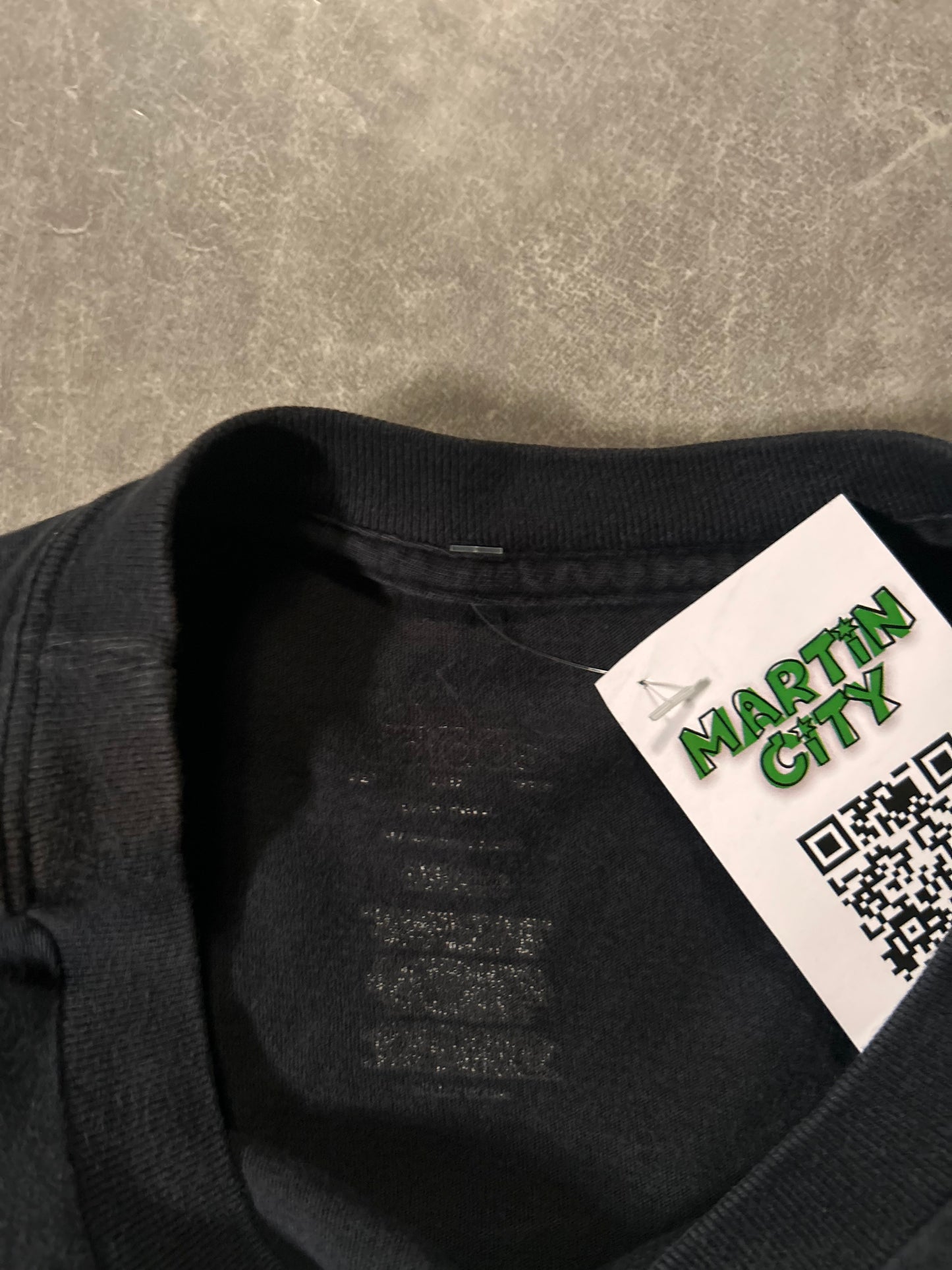 2000's Vintage Adidas Black T-Shirt Tag Close Up Detail