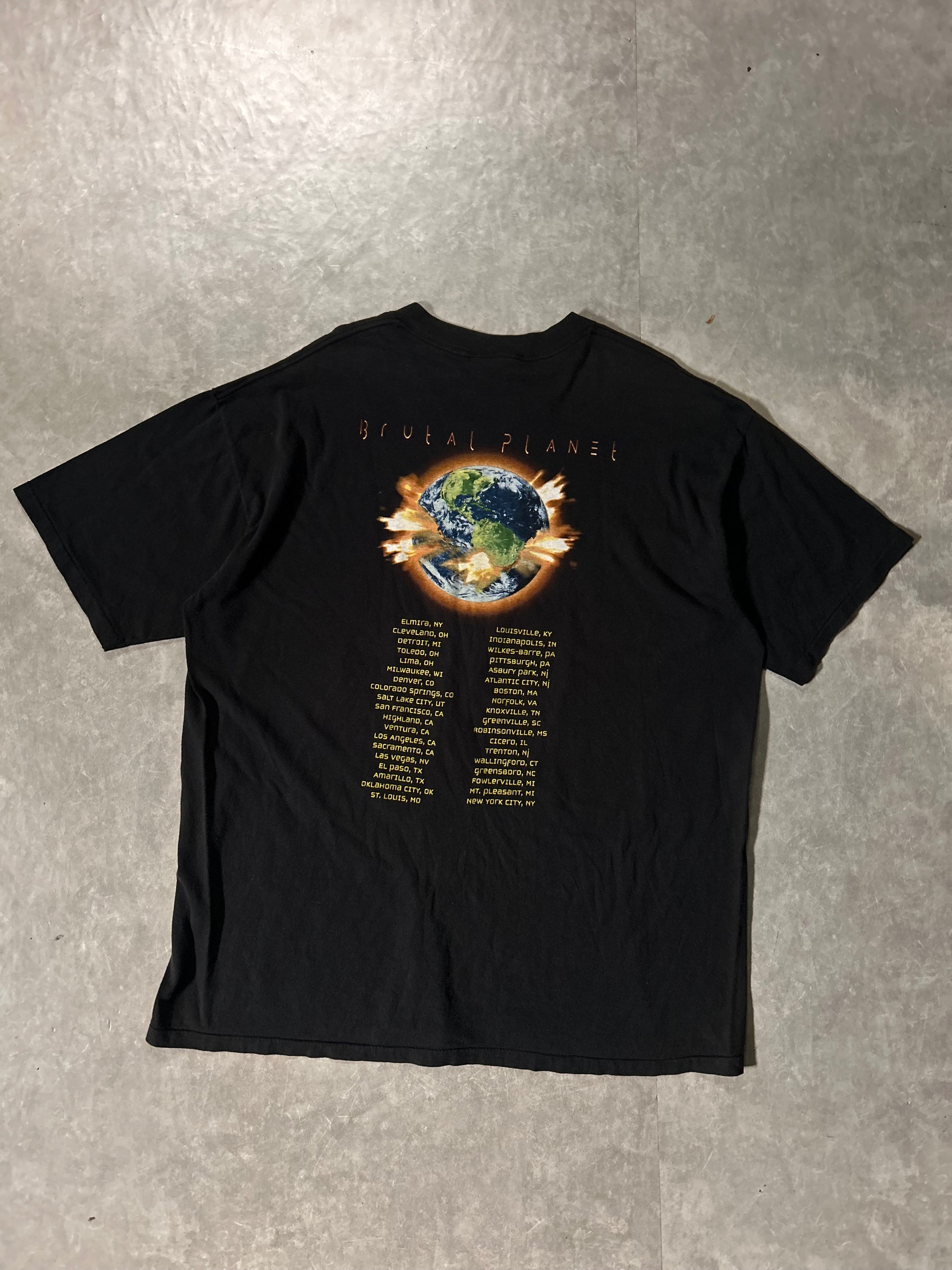 90's Vintage Alice Cooper Brutal Planet Black T-Shirt Full Back View