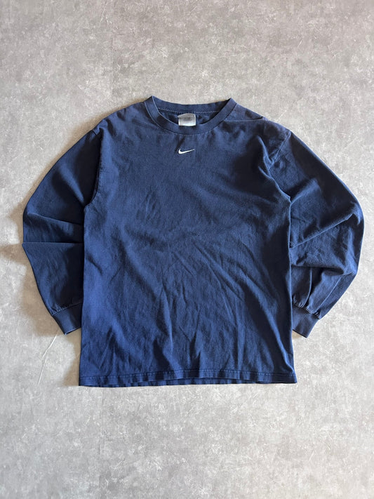 2000s Vintage Nike Center Swoosh Navy Long Sleeve Shirt Size S - | Martin City Vintage
