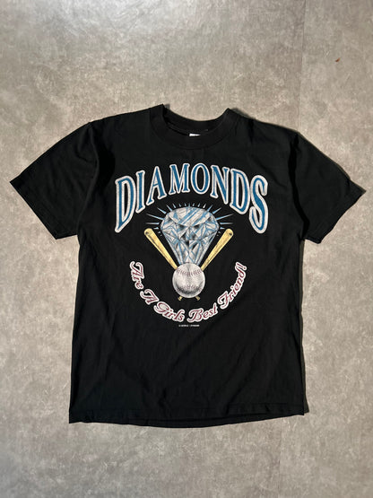 90's Vintage Diamonds Baseball Black T-Shirt -M