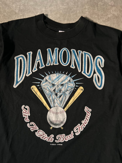 90's Vintage Diamonds Baseball Black T-Shirt -M