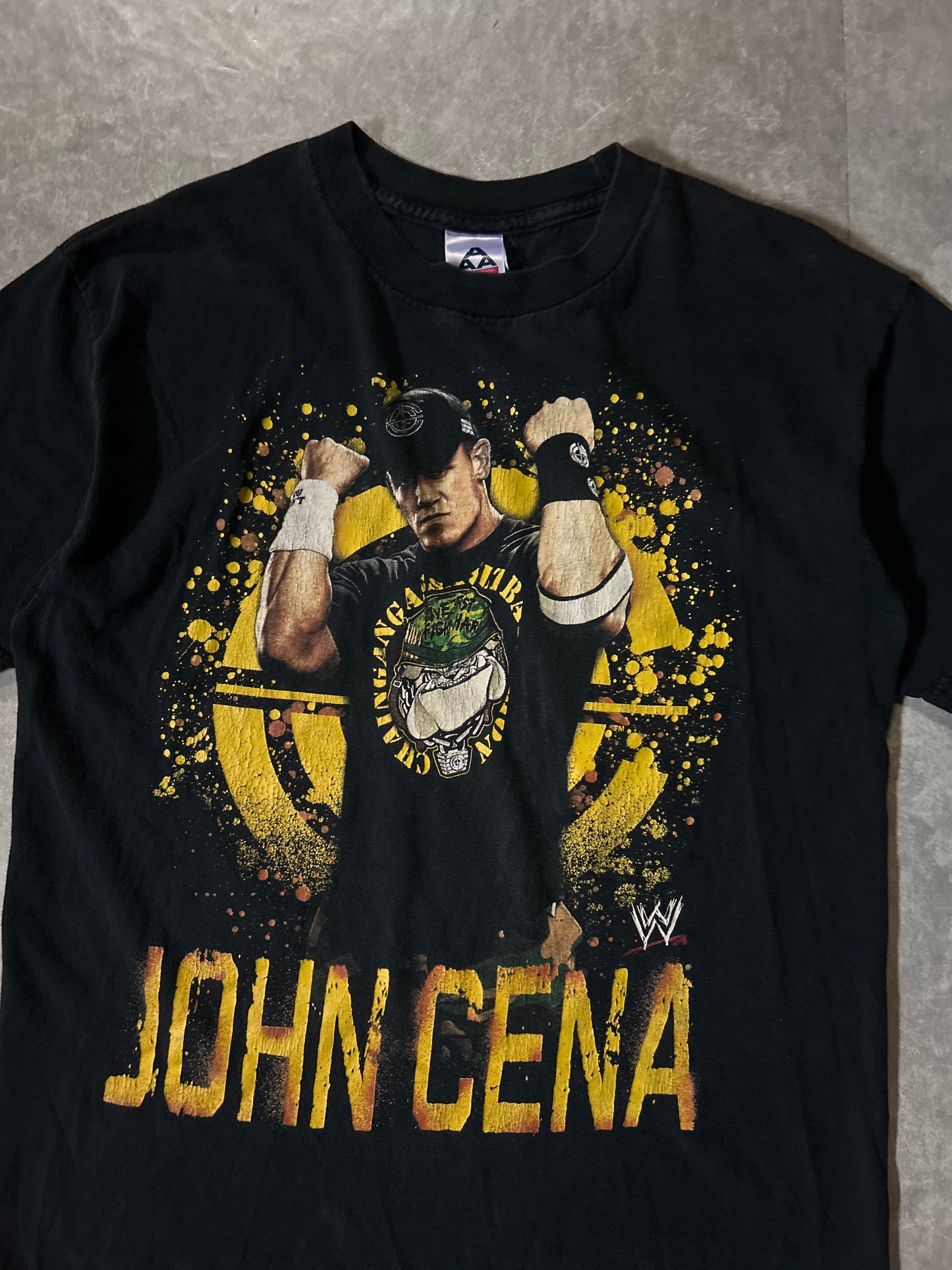 2000's Vintage John Cena Wrestling Graphic Black T-Shirt Close Up