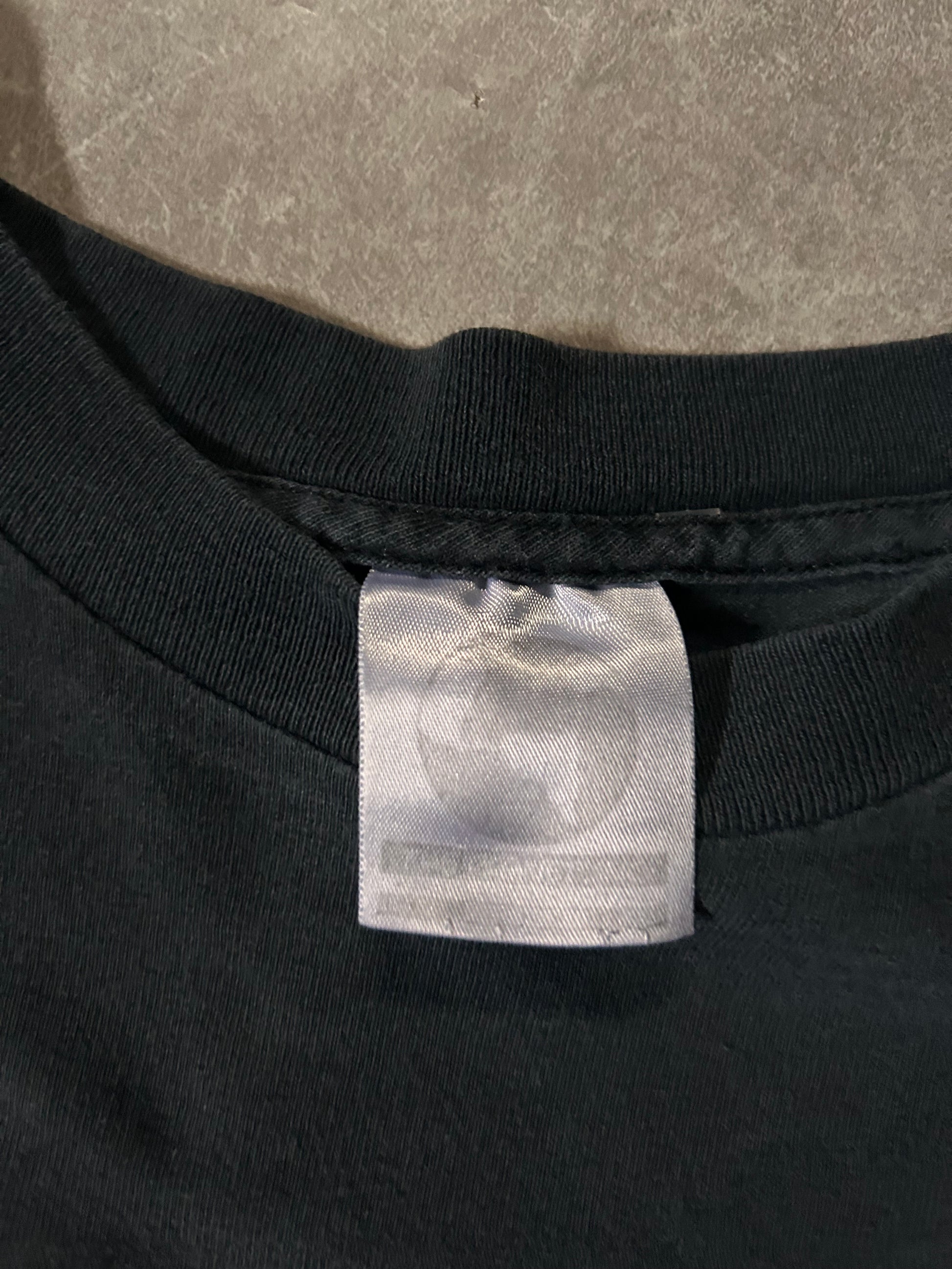 2000's Vintage Goldberg Black T-Shirt Tag Close Up Detail