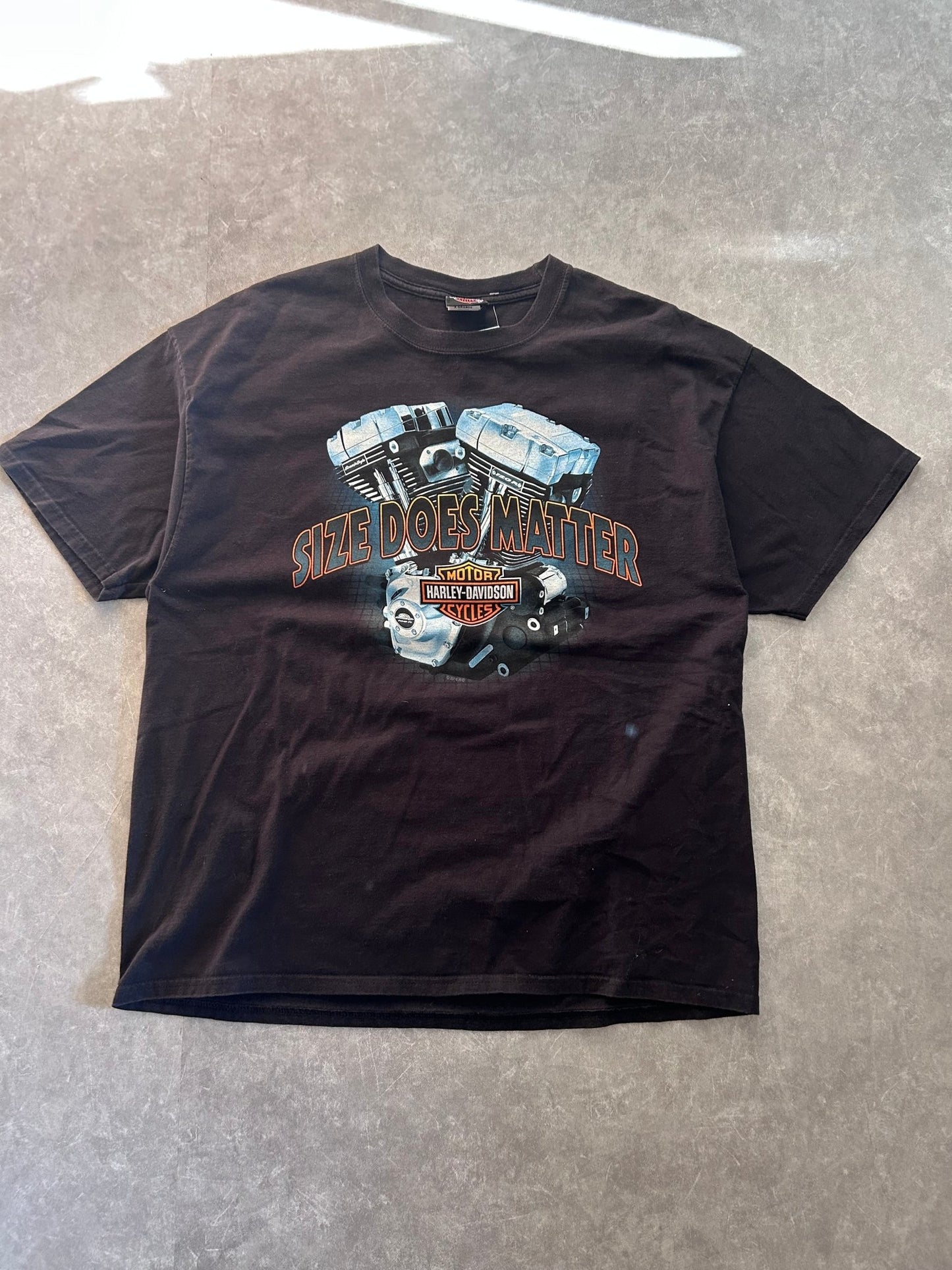 2009 Vintage Harley Davidson Size Matters Black T Shirt Size XL - | Martin City Vintage
