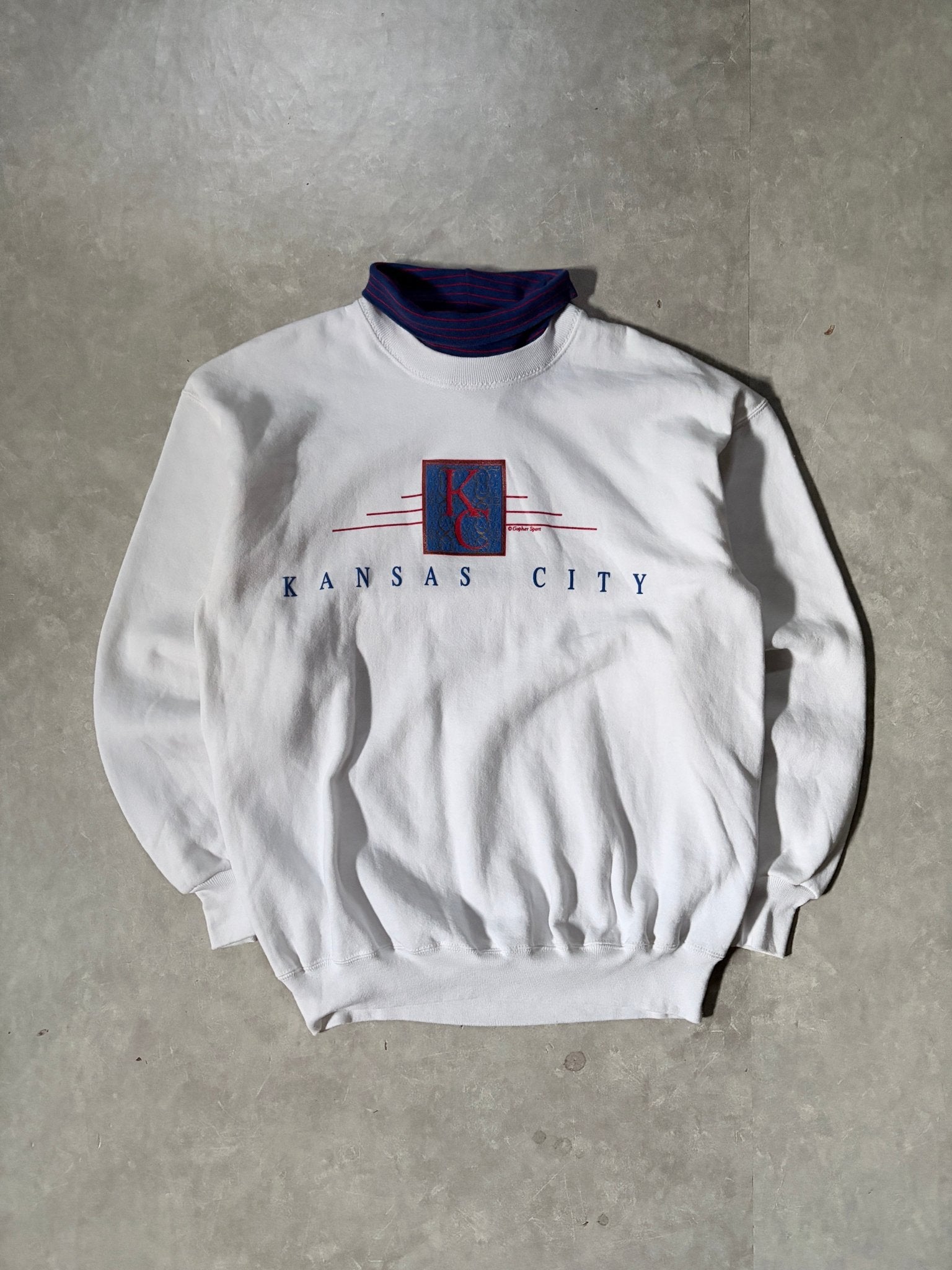 90's Vintage Kansas City Turtleneck White Crewneck -XL - XL | Martin City Vintage