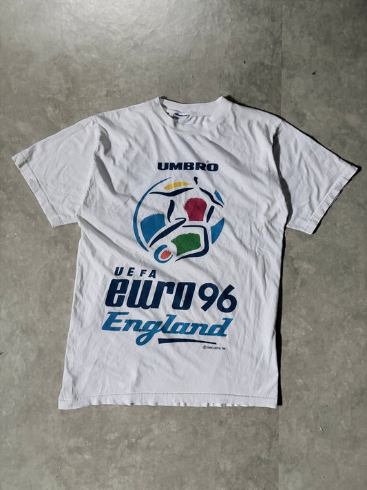1996 Vintage UEFA Euro 96 England Soccer White T Shirt -L