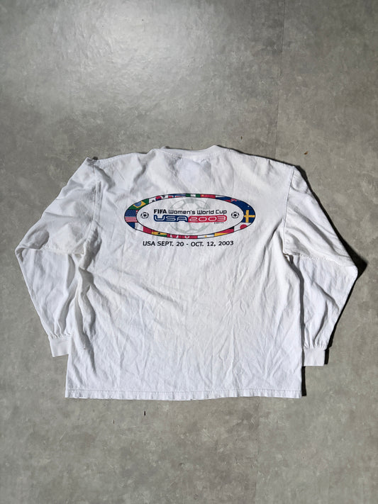 2003 Vintage FIFA Women's World Cup USA White Long Sleeve Shirt -L