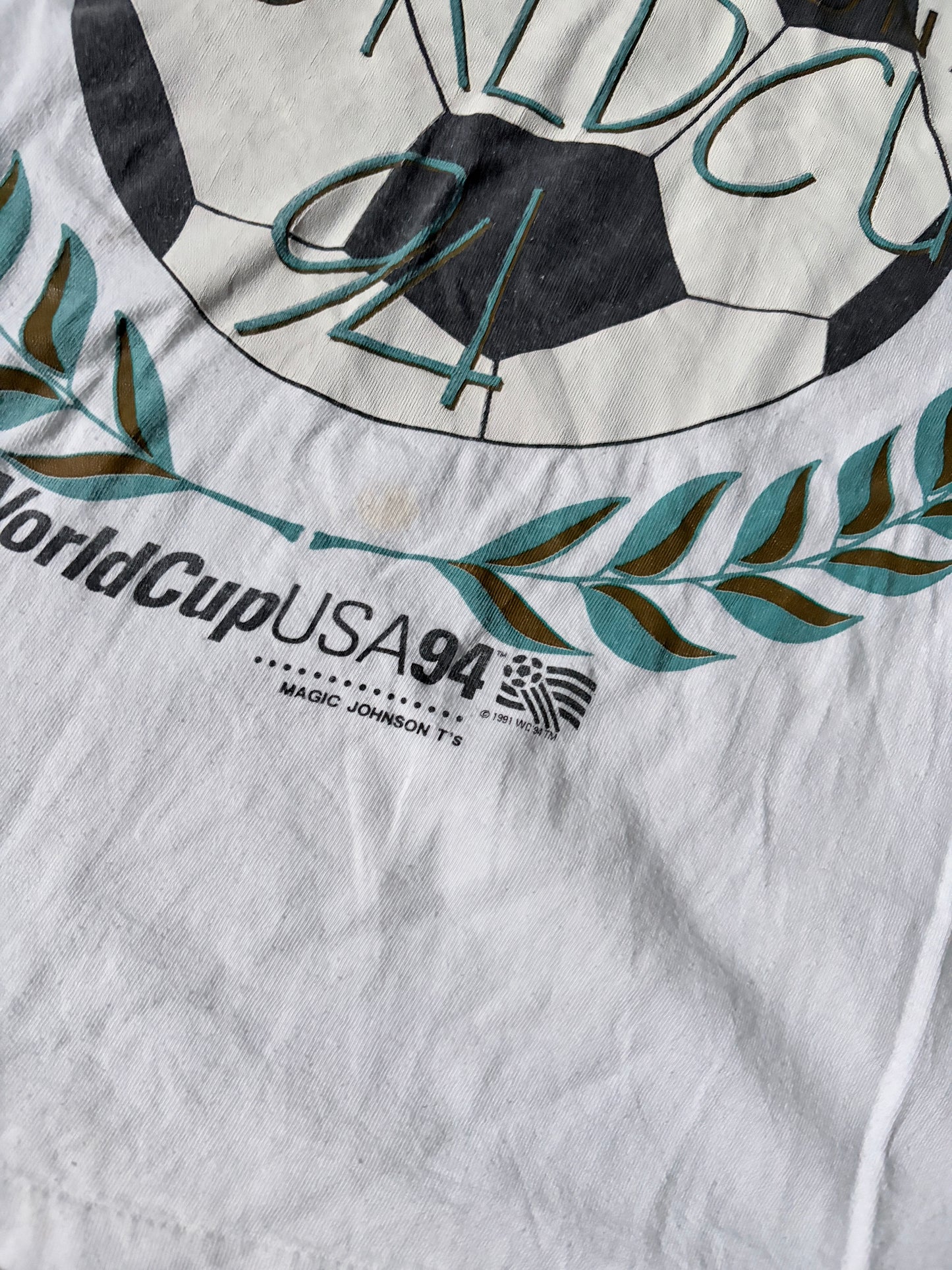 1994 Vintage FIFA World Cup Magic Johnson Tees White T Shirt -XL