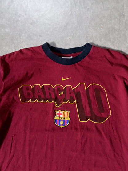 2000s Vintage FC Barcelona Ronaldinho Nike Red Long Sleeve Shirt -L