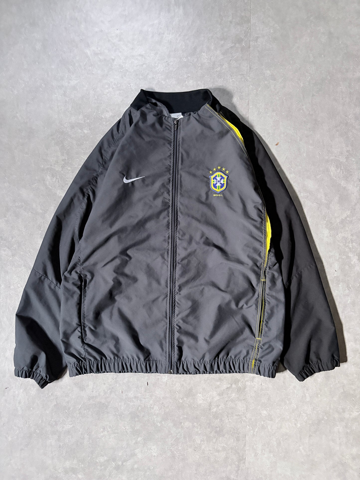 2000s Vintage Brazil FIFA World Cup Nike Grey Zip Up -XL