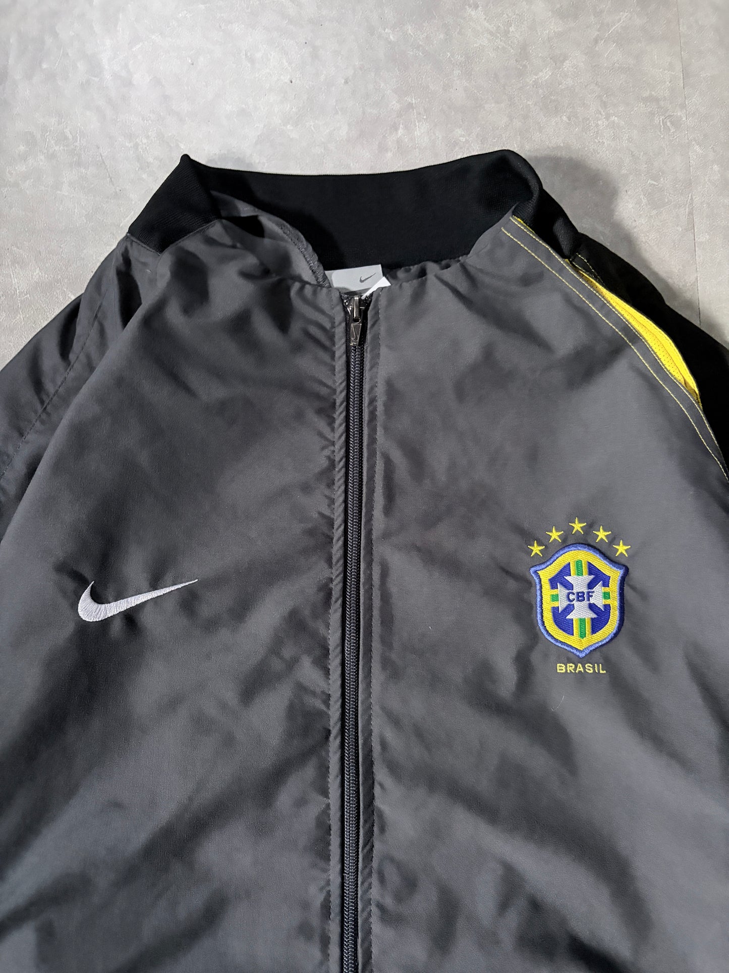2000s Vintage Brazil FIFA World Cup Nike Grey Zip Up -XL