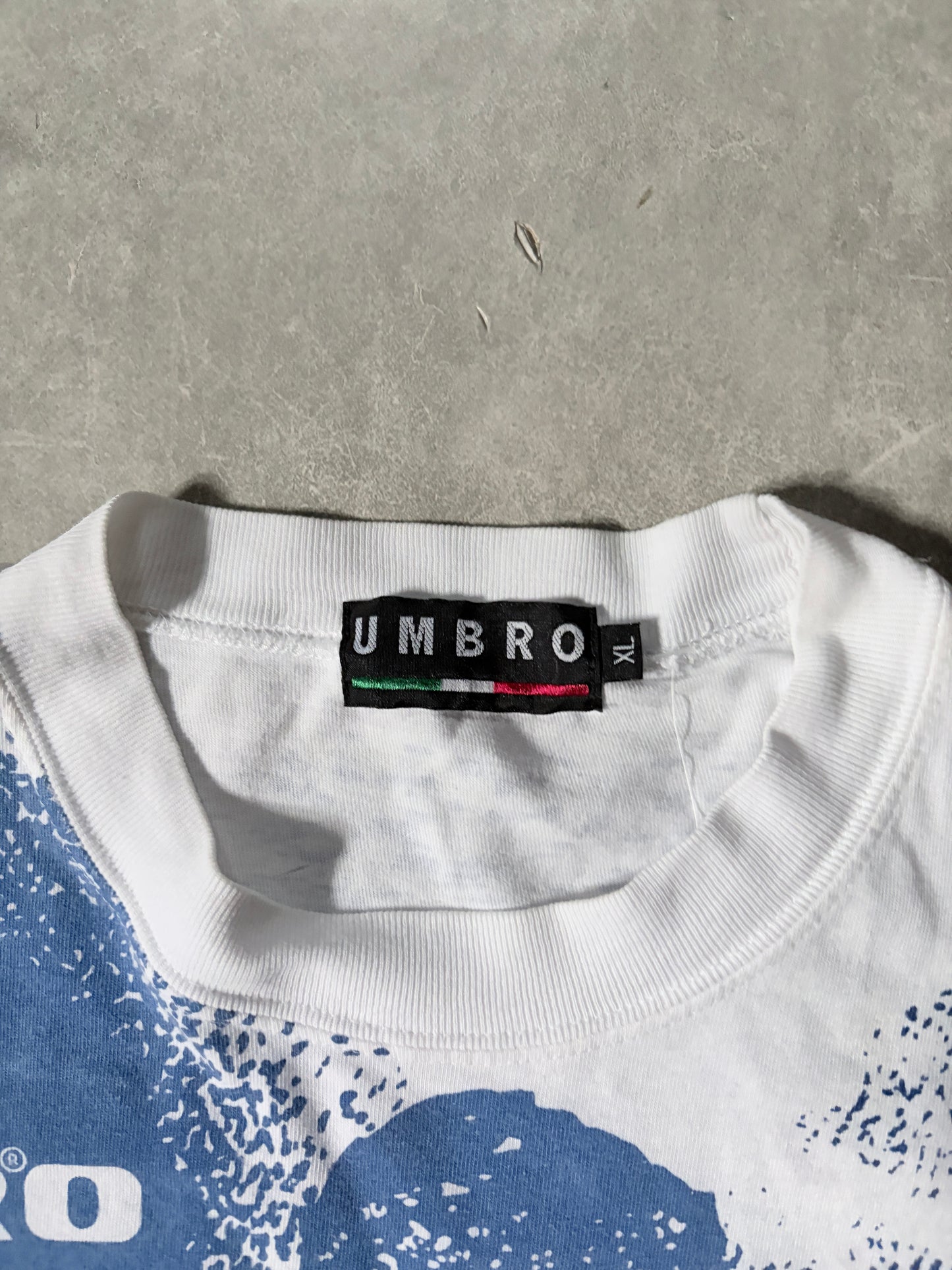 90s Vintage Everton FC Umbro White AOP T Shirt -XL